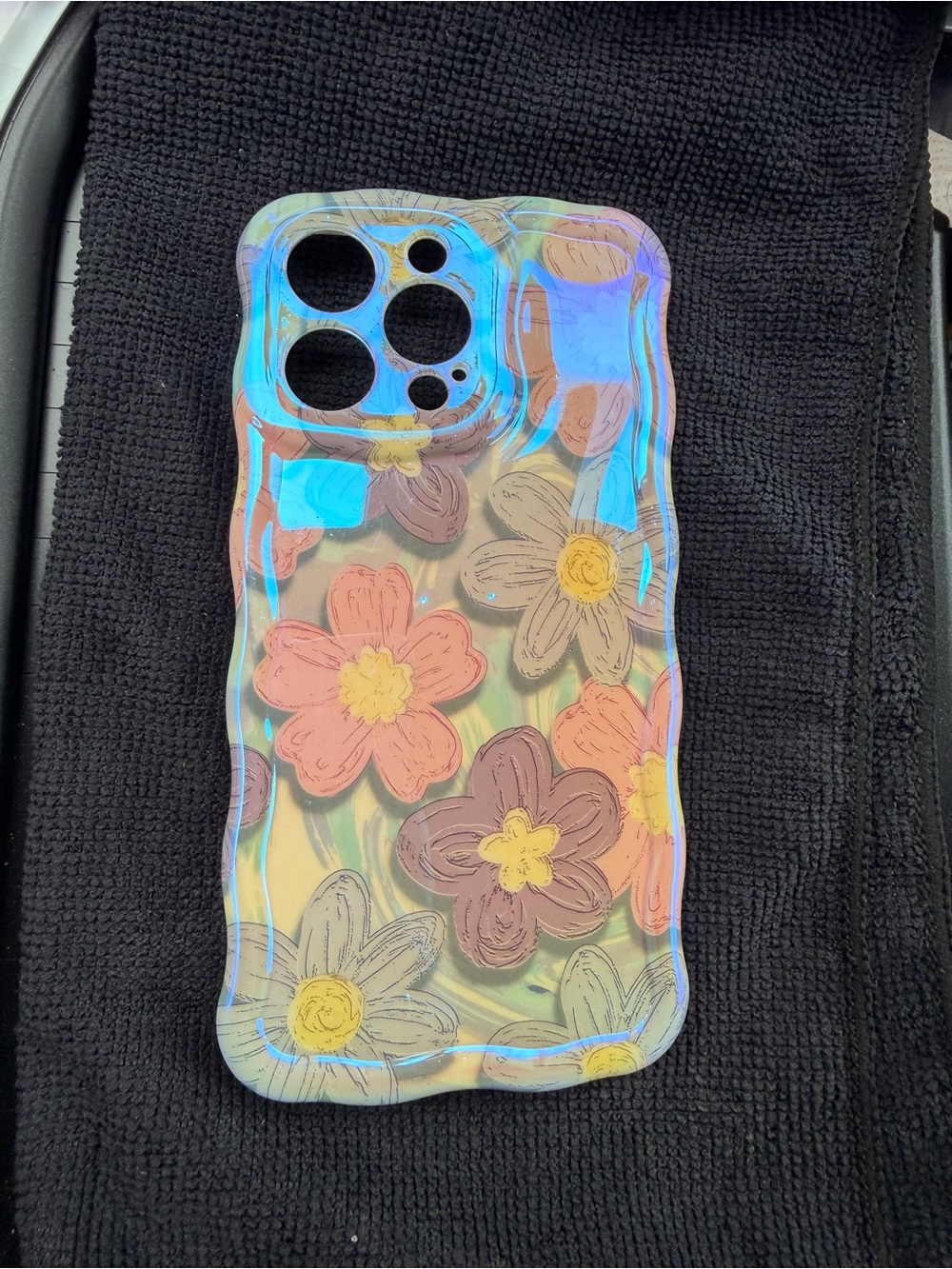 Amazon Holographic Floral Phone Case - Pink, Yellow & Brown Flowers